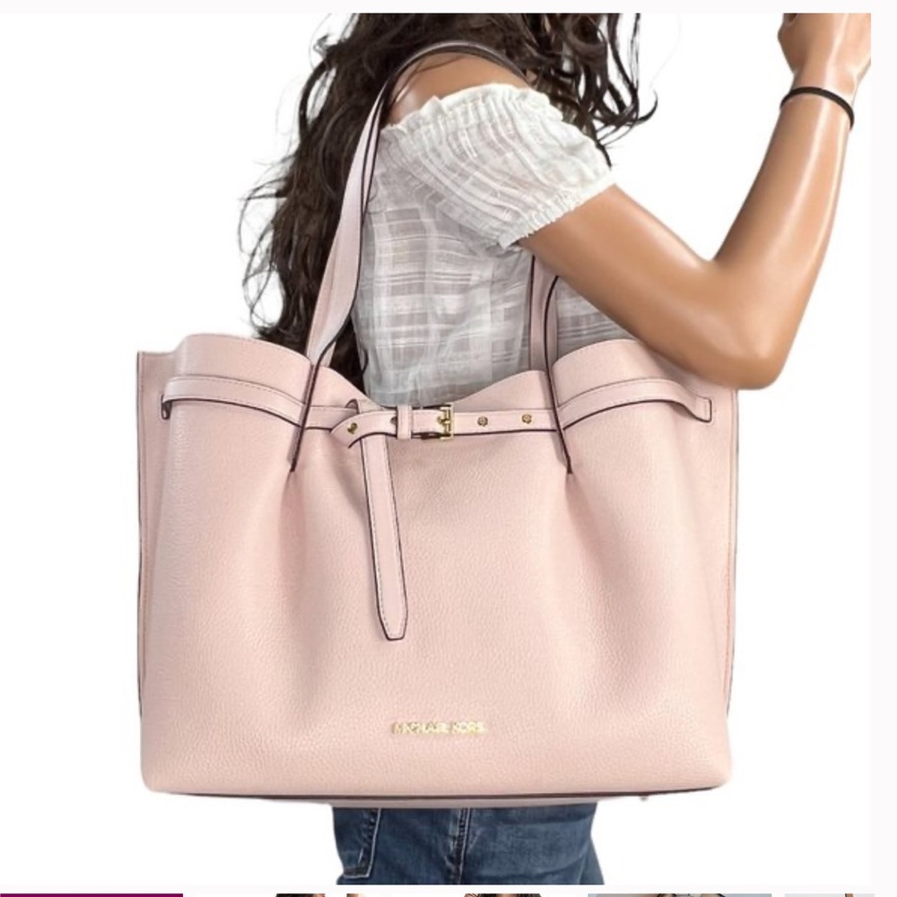 Michael KORS Emilia Large EW Leather Powder Tan Colour Tote Shoulder Purse New - Picture 16 of 16